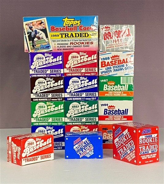 1980s Topps, Fleer and Score Traded Sets (17) Incl. 1982 Topps Traded #98 Cal Ripken JR PSA EX-MT 6 