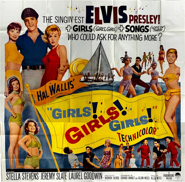 1962 <em>Girls! Girls! Girls!</em> Six Sheet Movie Poster - Starring Elvis Presley