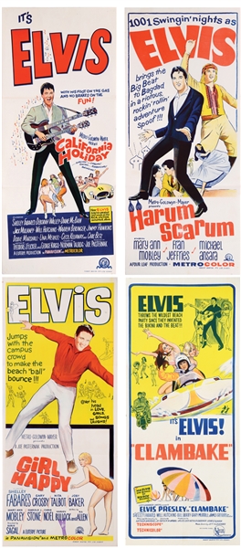 1960s Elvis Presley Australian Daybill Collection (4) Incl. <em>Girl Happy</em>, <em>Harum Scarum</em>, <em>Spinout</em> (California Holiday) and <em>Clambake</em>