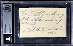 Incredible 1955 Roberto Clemente Signed and Inscribed Note from His ROOKIE YEAR (Encapsulated Beckett Authentic)