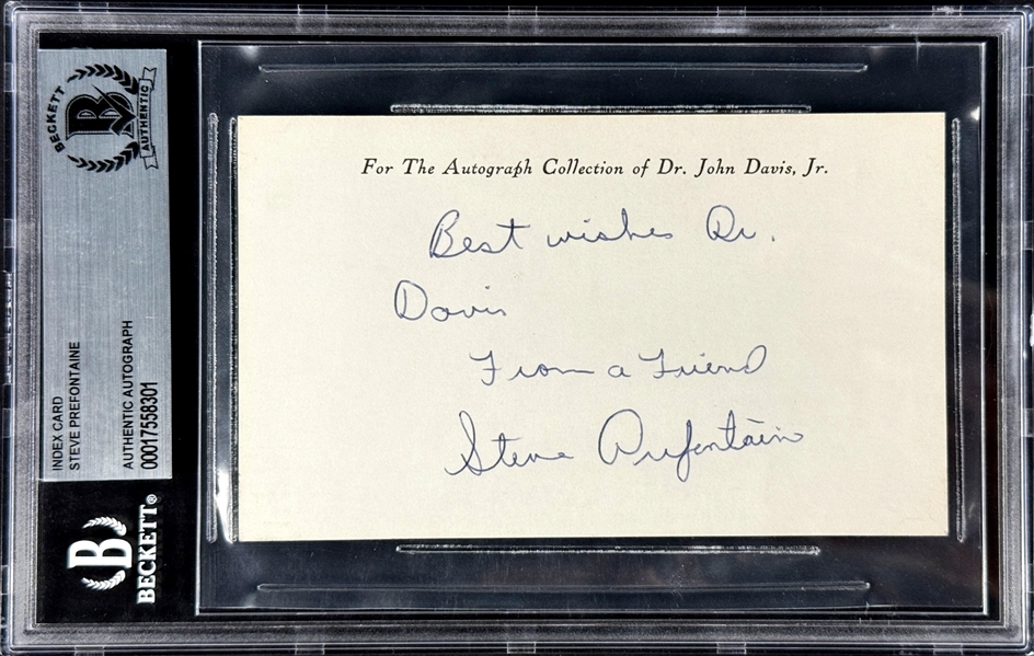 Steve Prefontaine Signed Index Card (Encapsulated Beckett Authentic)