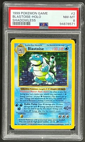 1999 Pokemon Game #2 Blastoise - Holo Shadowless - PSA NM-MT 8