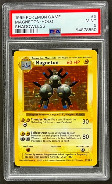 1999 Pokemon Game #9 Magneton - Holo - Shadowless - PSA MINT 9