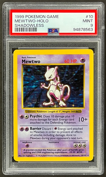 1999 Pokemon Game #10 Mewtwo - Holo - Shadowless - PSA MINT 9