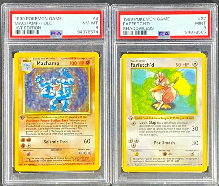 1999 Pokemon Game 1st Edition Collection (12) Incl. PSA-Graded #8 Machamp and #27 Farfetchd