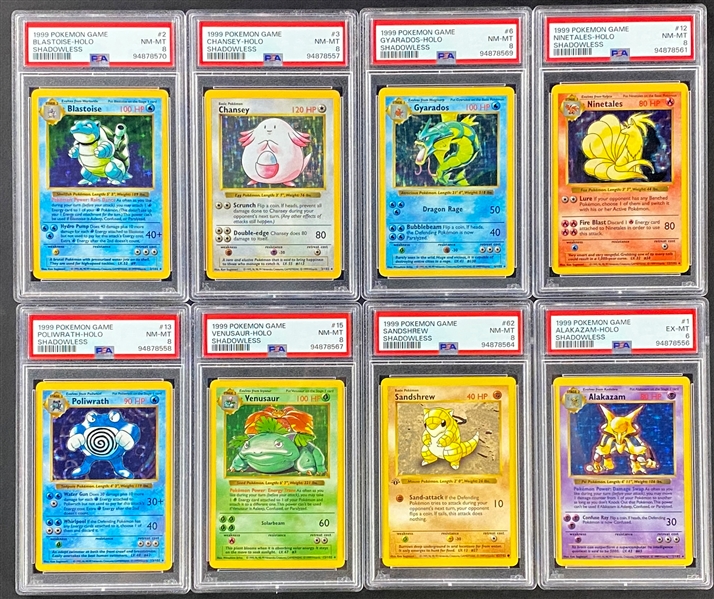 1997-1999 Pokemon Collection Incl. a 1999 Pokemon Game Shadowless Near Set (89/102) with PSA-Graded Cards - and 366 Extras. A total of 489 Cards!!