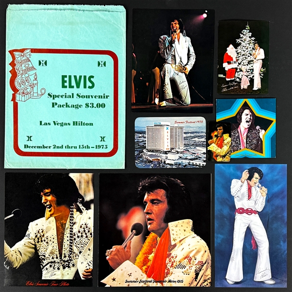 December 1975 Elvis Presley COMPLETE “Las Vegas Hilton Special Souvenir Package” Incl. Promotional Photos, Posters, Postcards and Calendar