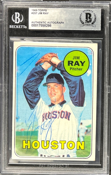 1969 Topps #257 Jim Ray Signed Card (Encapsulated Beckett Authentic)