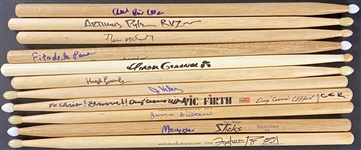 Signed Drumsticks Collection (11) Incl. Ric Lee (Ten Years After) and Others (Beckett Authentic)