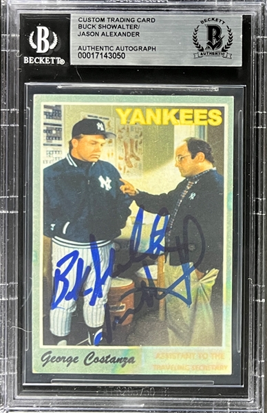 Jason Alexander and Buck Showalter Signed <em>Seinfeld</em> Card (Beckett Encapsulated)