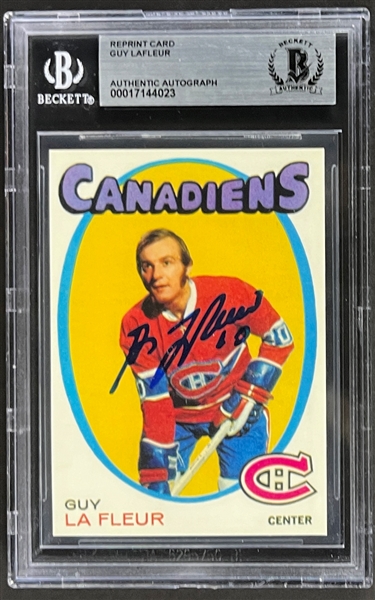 Guy LaFleur Signed 1973 Topps Reprint Card (Beckett Encapsulated)