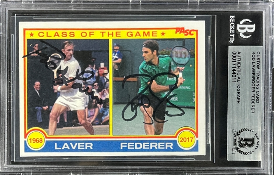 Roger Fedder and Rod Laver Signed Card (Beckett Encapsulated)