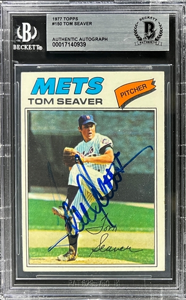 Tom Seaver Signed 1977 Topps #150 Card (Beckett Encapsulated)