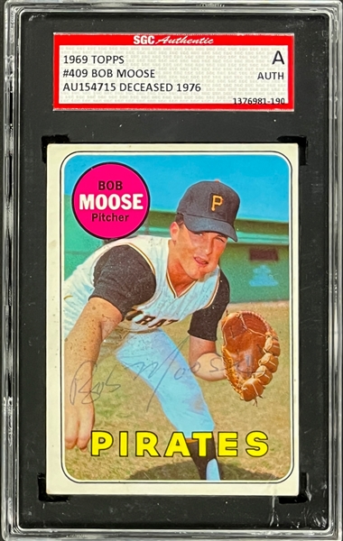 Bob Moose Signed 1969 Topps #409 Card (SGC Authentic Encapsulated)