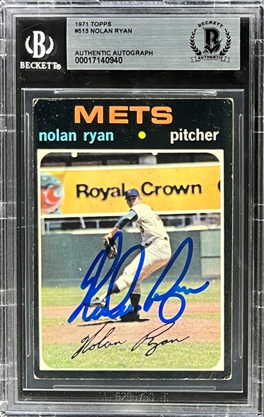 Nolan Ryan Signed 1971 Topps #513 Card (Beckett Encapsulated)