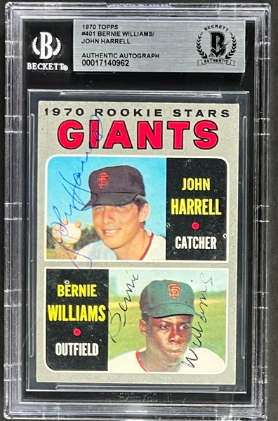 John Harrell and Bernie Williams Signed 1970 Topps #401 Card (Beckett Encapsulated)