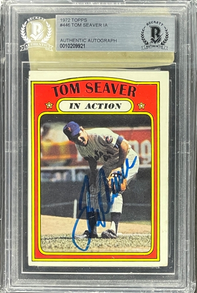 Tom Seaver Signed 1972 Topps #446 Card (Beckett Encapsulated)