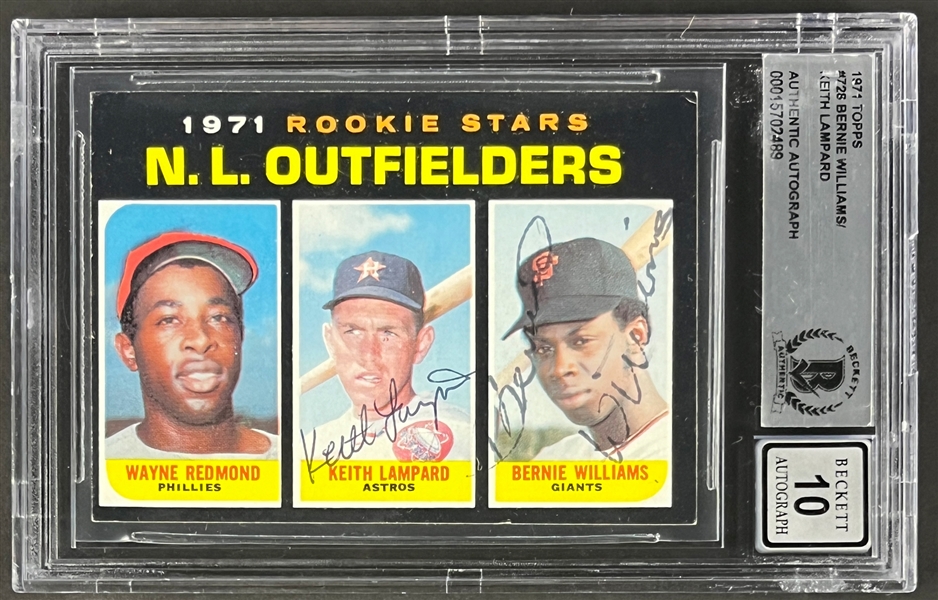 Bernie Williams and Keith Lampard Signed (Auto Grade 10) 1971 Topps #728 Card  (Beckett Encapsulated)