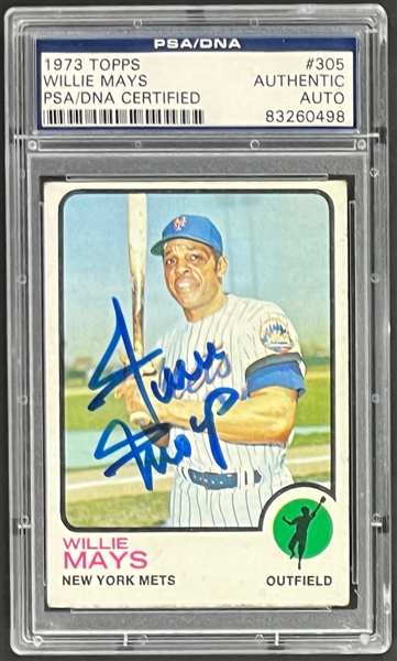 Willie Mays Signed 1973 Topps #305 Card (PSA/DNA Encapsulated)