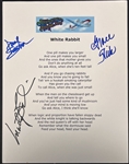 Paul Kantner, Grace Slick, and Marty Balin Signed Jefferson Airplane "White Rabbit" Lyric Sheet (Beckett Authentic)