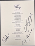 Denny Laine, Steve Holley and Laurence Juber (Paul McCartney and Wings) Signed "Band on the Run" Lyric Sheet (Beckett Authentic)