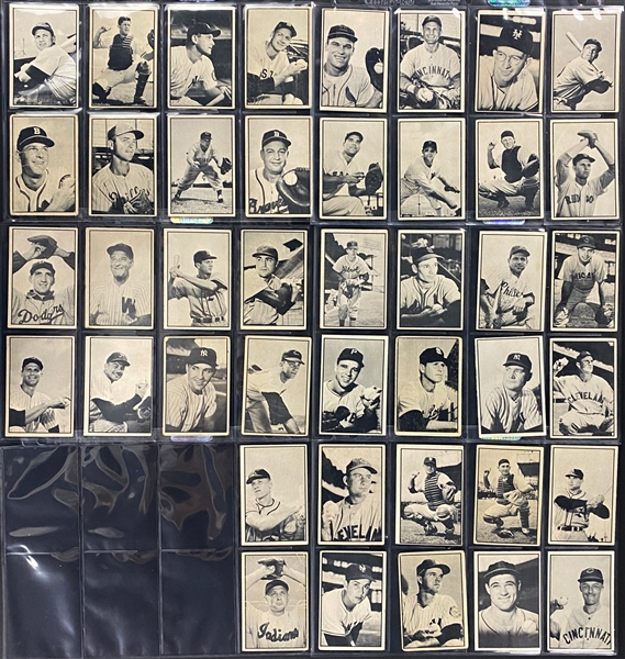 1953 Bowman Black & White Baseball Near Set (42/66) Incl. #44 Bevan Error Card