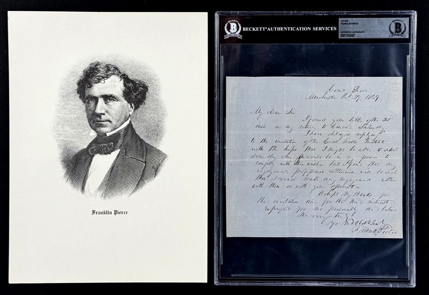 Franklin Pierce (President 1853-1857) Signed Handwritten Letter (Beckett Authentic)