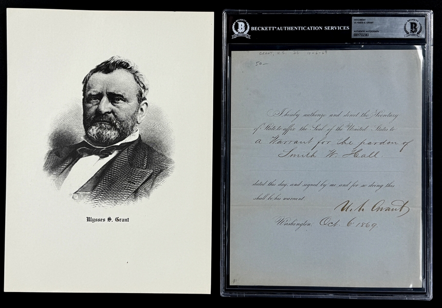 Ulysses S. Grant (President 1869-1877) Signed Presidential Pardon (Beckett Authentic)