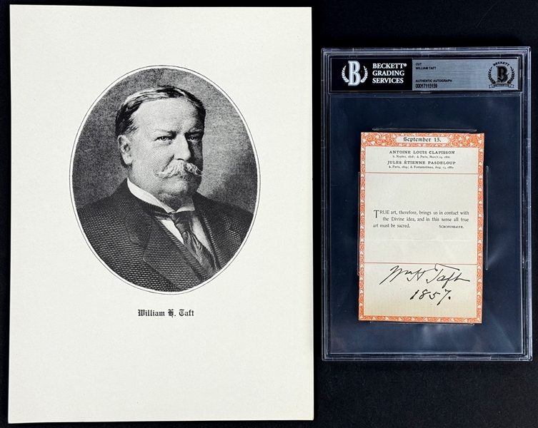 William Taft (President 1909-1913) Signed Calendar Page of His Birthday, Setpember 15, 1857 (Beckett Encapsulated)