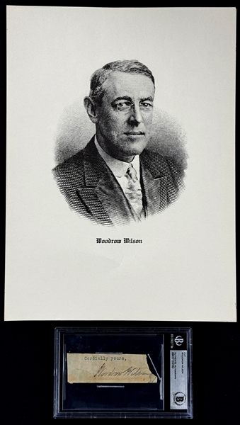 Woodrow Wilson (President 1913-1921) Cut Signature (Beckett Encapsulated)