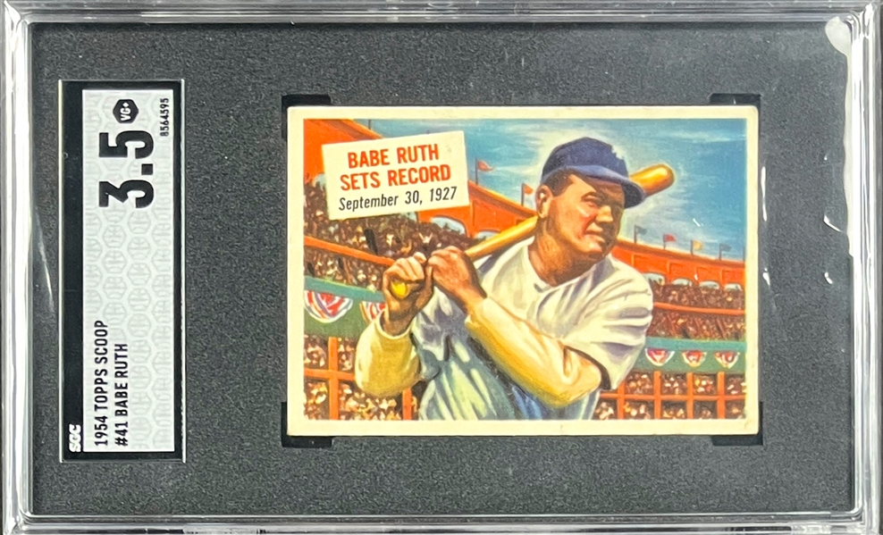 1954 Topps Scoops Collection (49) Incl. #41 Babe Ruth Sets Record SGC VG+ 3.5