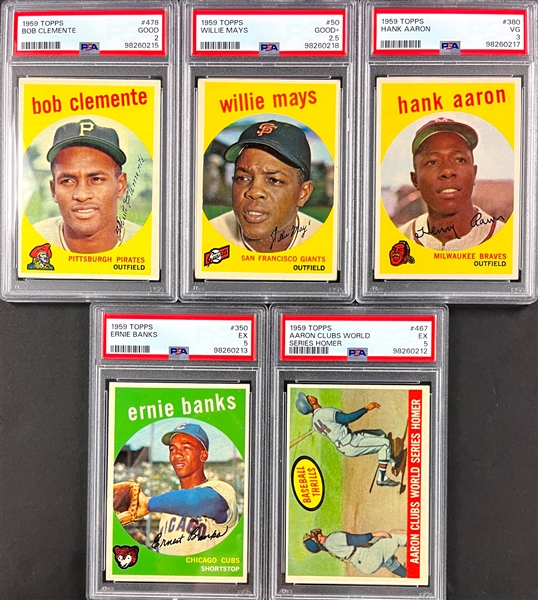 1959 Topps Partial Set (301/572) with Five PSA-Graded Cards