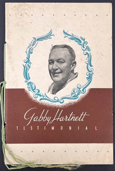 1939 Gabby Hartnett Testimonial Dinner Program 