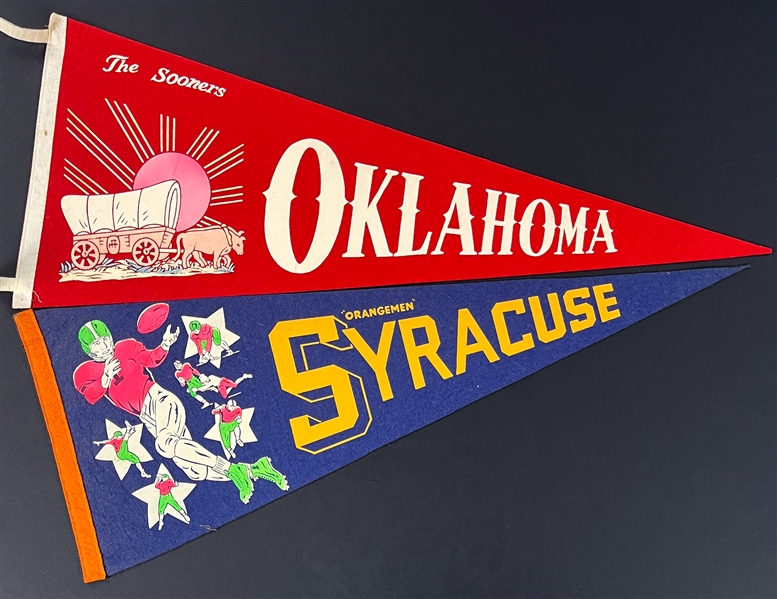 1940s-1970s College Pennant Collection (9) Incl. Notre Dame Examples