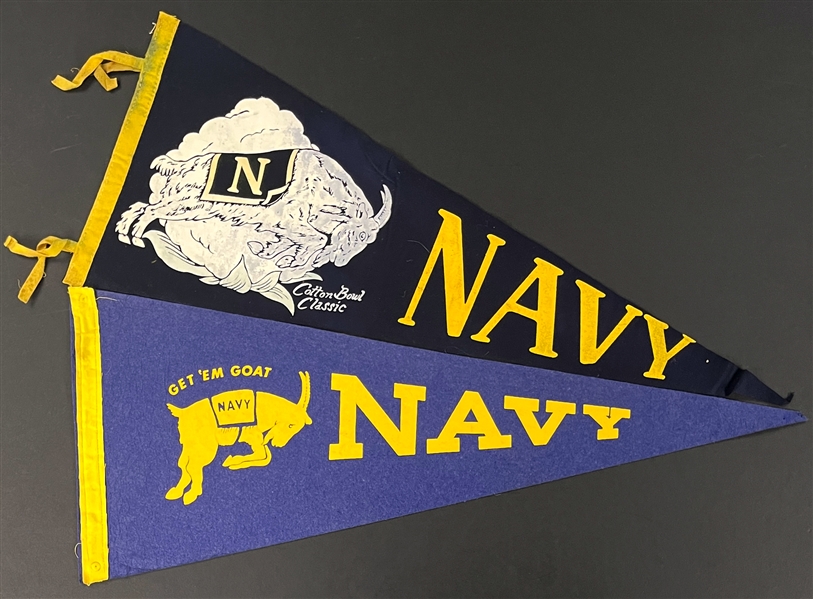 1960s Navy Football Pennant Collection (6) Incl. Several 1964 Cotton Bowl Classic