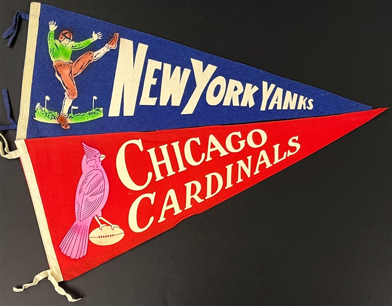 1950s-1960s NFL Pennant Collection (11) with Several Rarities - New York Yanks, Boston Yanks, Chicago Cardinals