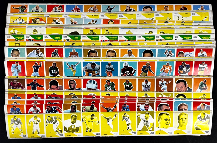 1960 Fleer Football 11-Card Uncut Strips (73) Incl. Complete Set (132)