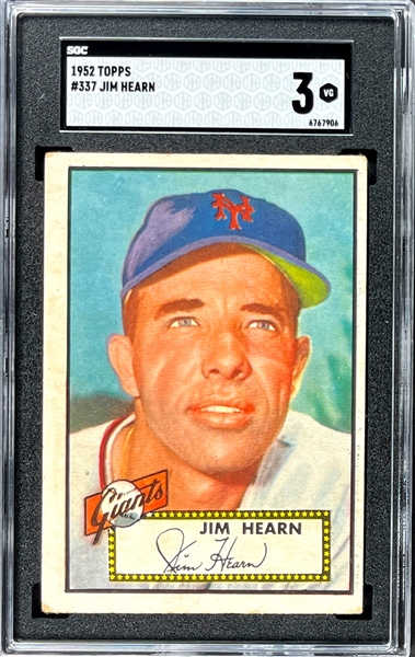 1952 Topps #337 Jim Hearn - SGC VG 3 - High Number