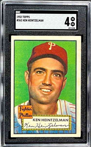 1952 Topps #362 Ken Heintzelman - SGC VG-EX 4 - High Number