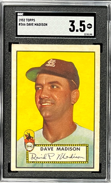 1952 Topps #366 Dave Madison - SGC VG+ 3.5 - High Number