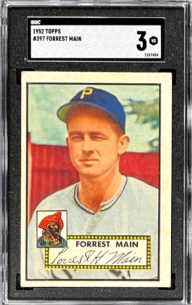 1952 Topps #397 Forrest Main - SGC VG 3 - High Number