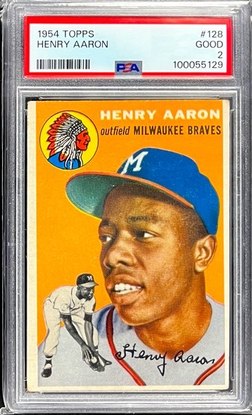 1954 Topps #128 Hank Aaron Rookie Card - PSA GD 2