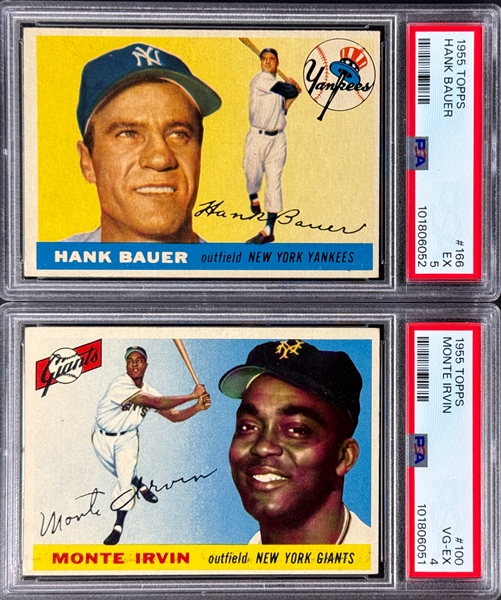 1955 Topps PSA-Graded Pair - #100 Irvin and 166 Bauer