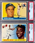 1955 Topps PSA-Graded Pair - #100 Irvin and 166 Bauer