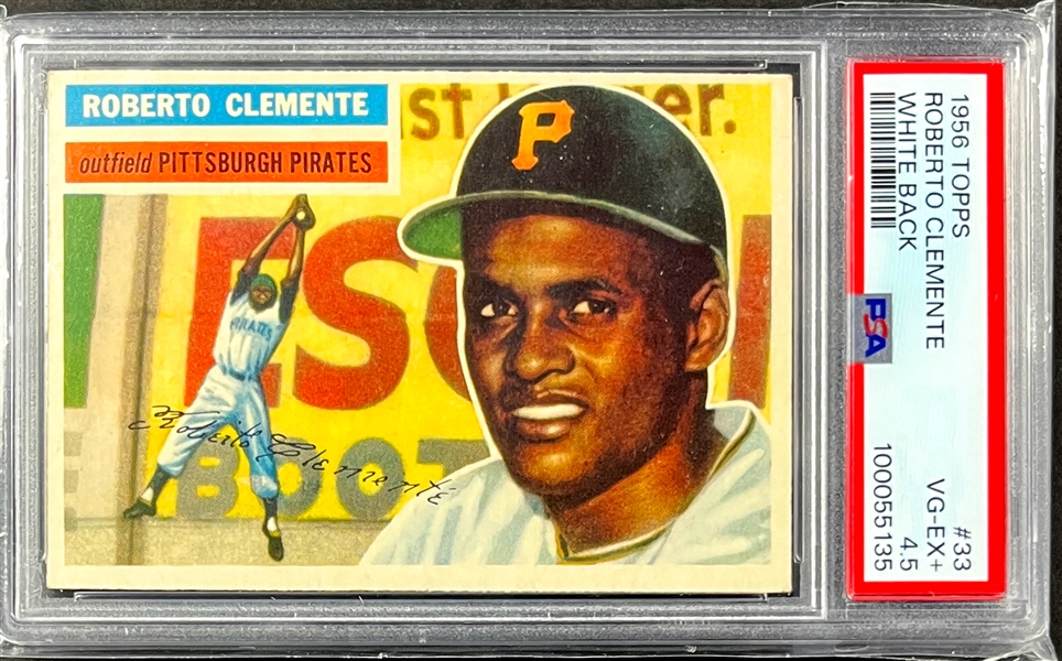 1956 Topps #33 Roberto Clemente (White Back) - PSA VG-EX+ 4.5