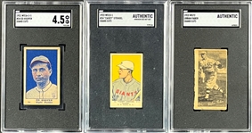 1921-23 Strip Card SGC-Graded Trio (3) Incl. Casey Stengel, Ed Hooper and Urban Faber