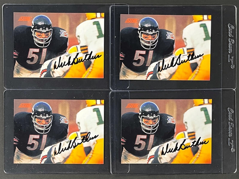 1992 Score Dick Butkus Signed LE Cards (4) (Beckett Authentic)