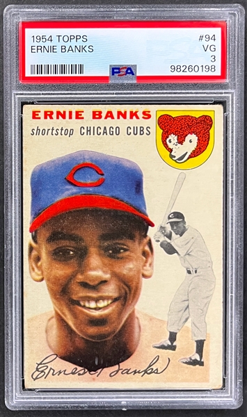 1954 Topps #94 Ernie Banks Rookie Card - PSA VG 3