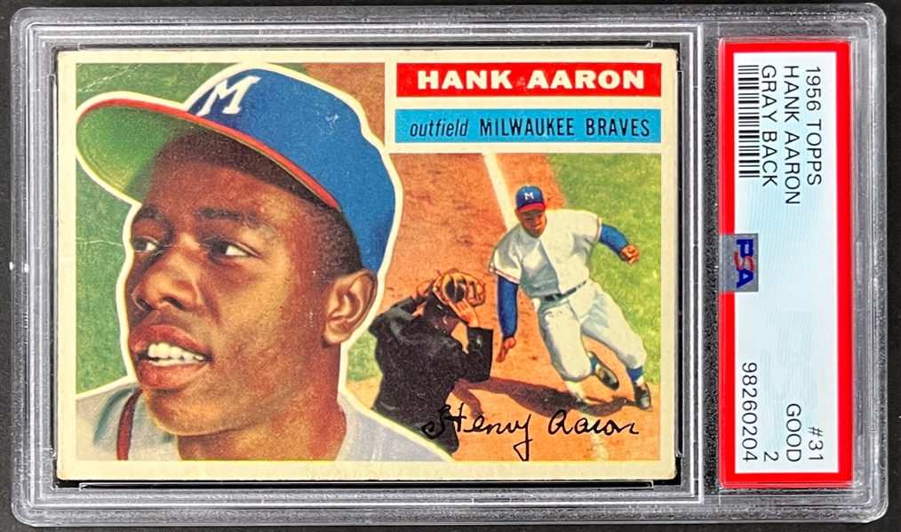 1956 Topps #31 Hank Aaron Gray Back - PSA GD 2