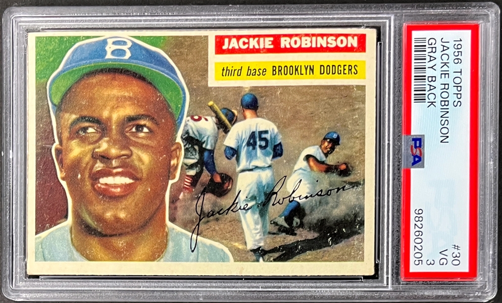 1956 Topps #30 Jackie Robinson Gray Back - PSA VG 3